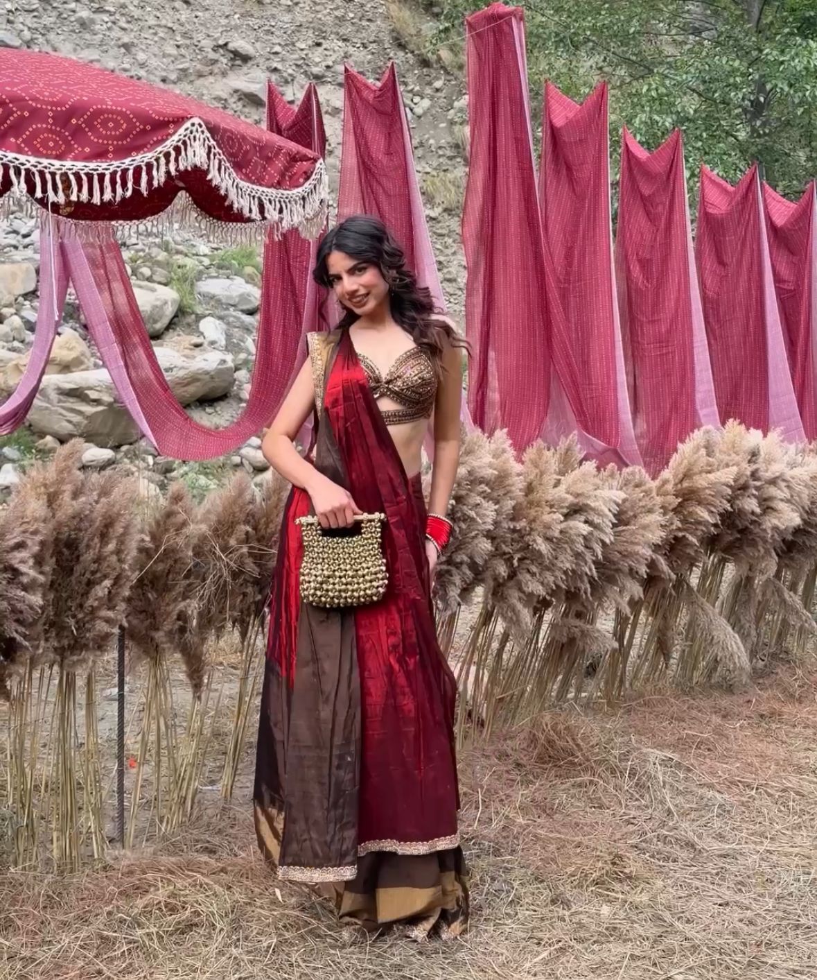 The Imperial Merlot & Mocha Dual-Tone Saree Main image