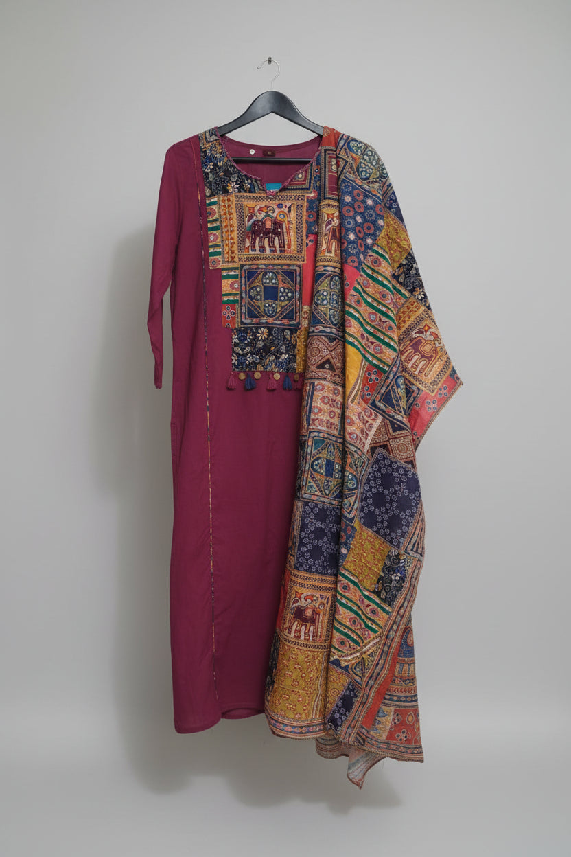 Royal Plum Mosaic Kurta Set