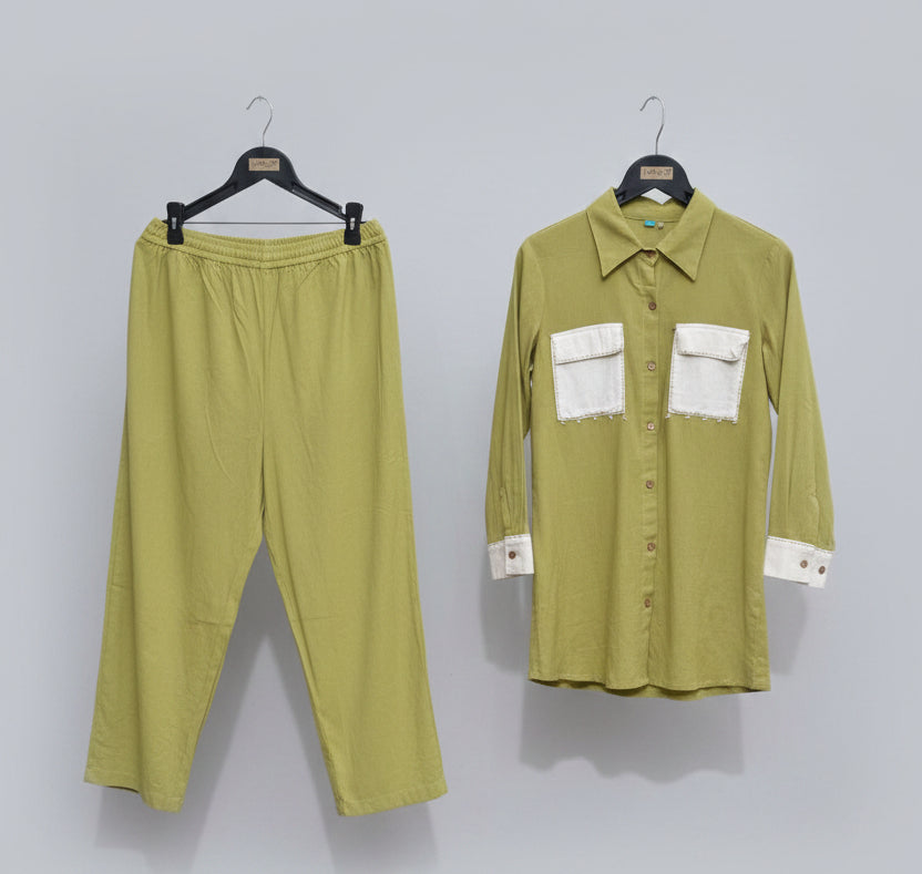 Linen Shirt & Wide-Leg Trouser Set