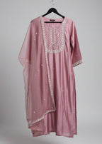 Tissue Silk Suit Set with Hand-Embroidery