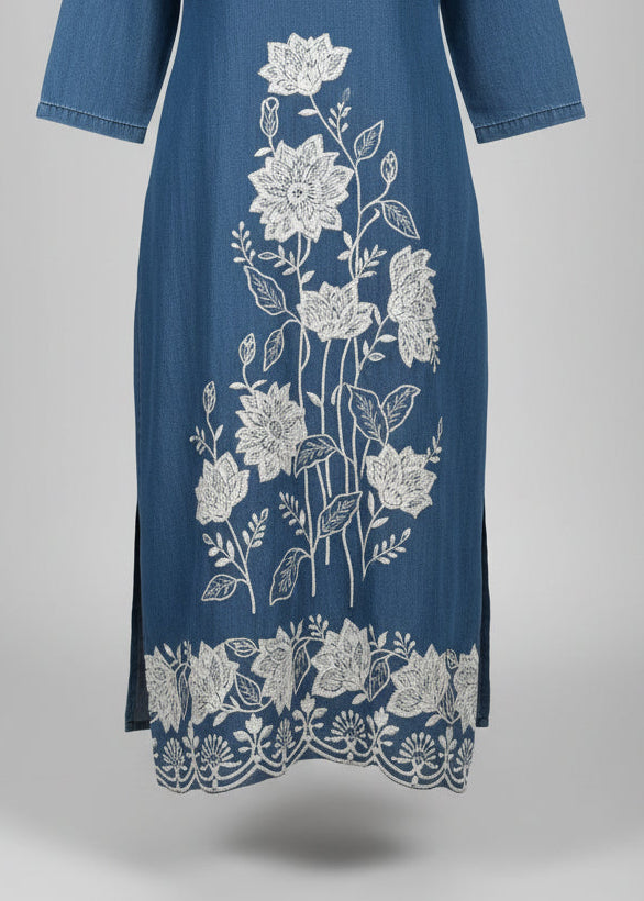 Blue Linen-Silk Suit Set