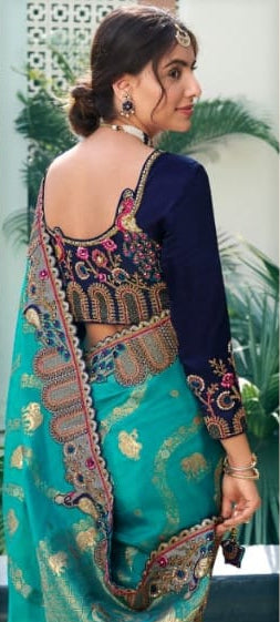 Dual-Tone Designer Silk Saree Secondary image