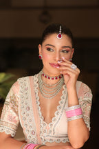 Elegant Pastel Pink Embroidered Lehenga Set
