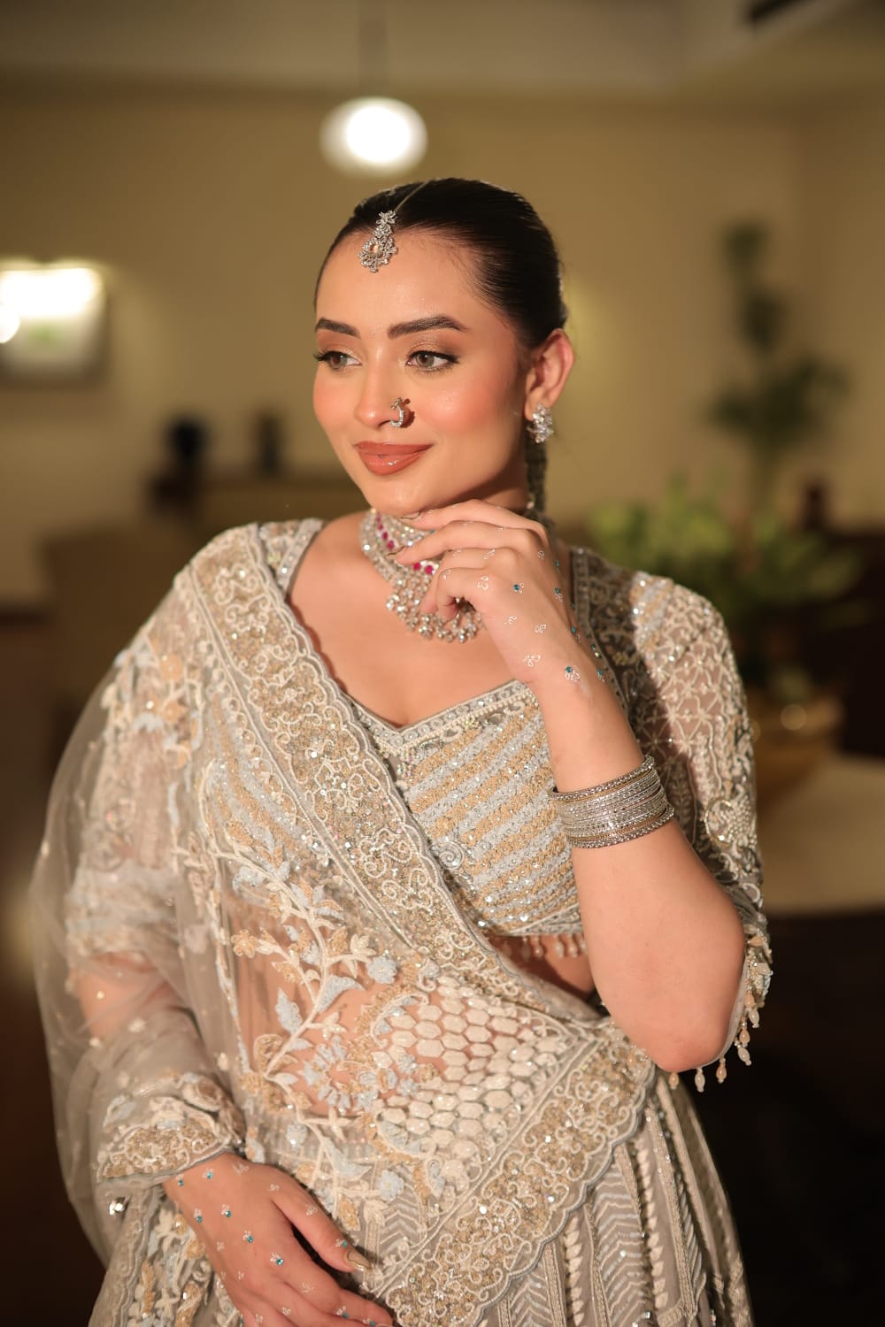 Champagne Heavily Embellished Lehenga Choli Secondary image