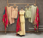 Regal Pastel Crinkled Silk Sharara Set