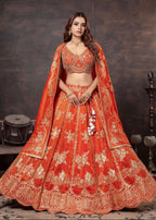 Exquisite Embroidered Silk Lehenga Choli Set