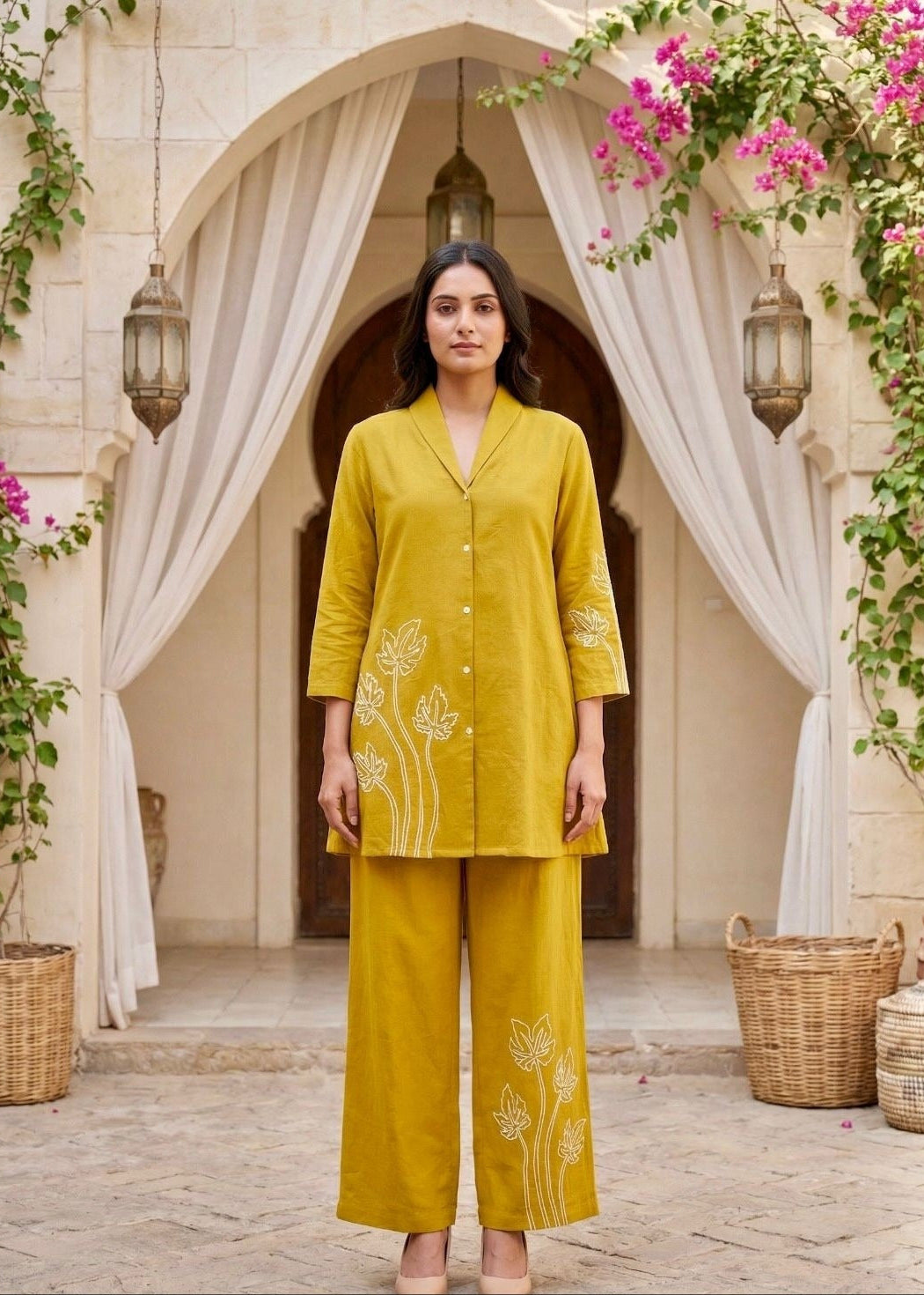 Ochre Bloom Embroidered Co-ord Set Main image