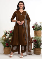 Minimalist Solid Cotton A-Line Kurta Set