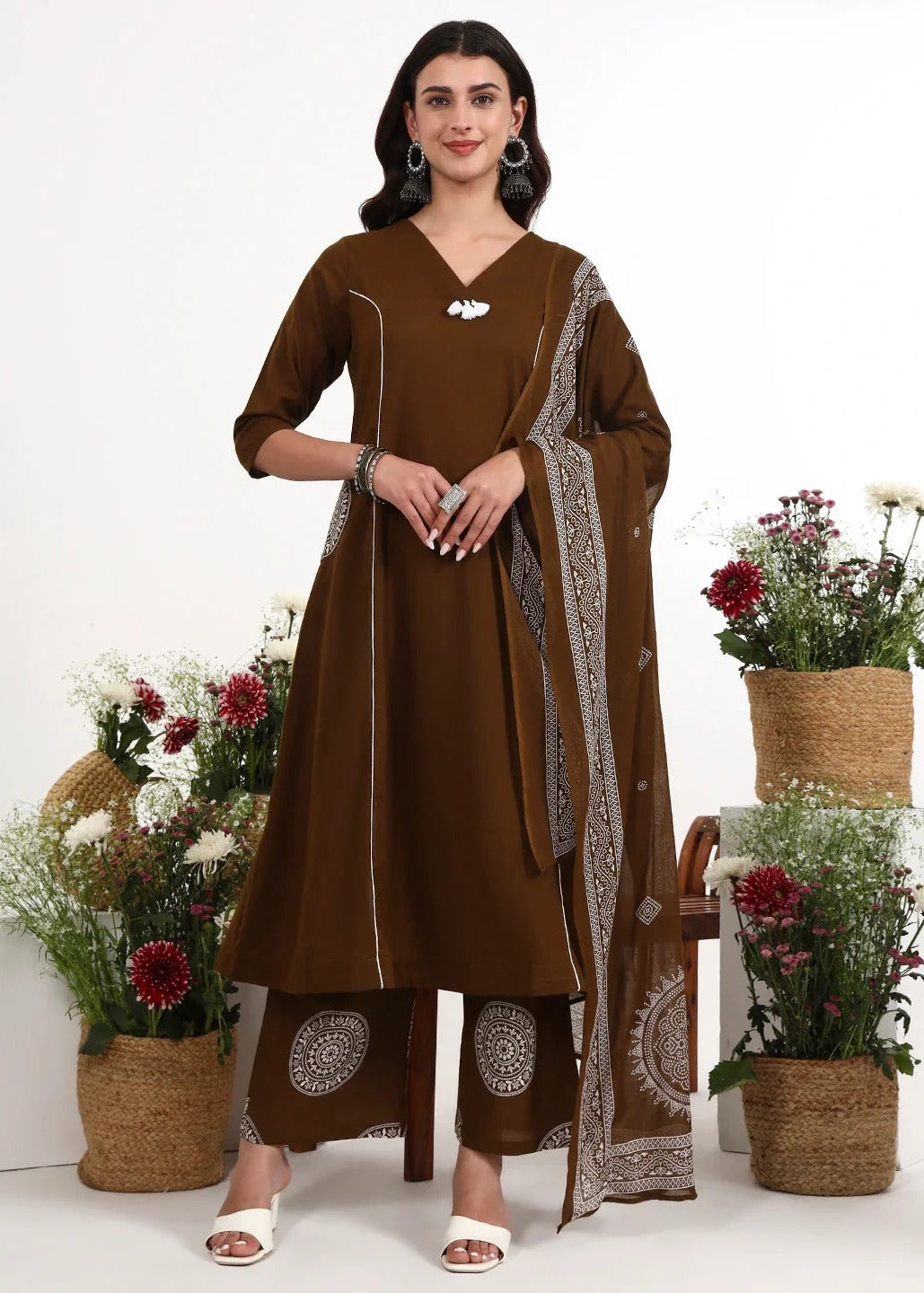 Minimalist Solid Cotton A-Line Kurta Set