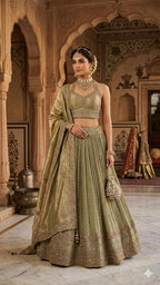 Champagne Gold Crinkle Lehenga (MIRA CHOLI M-91)