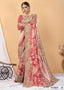 Pichwai Print Rose Gold Silk Saree