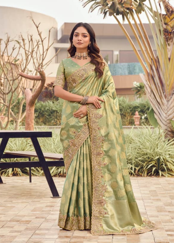 Heavy Embroidered Banarasi Silk Saree