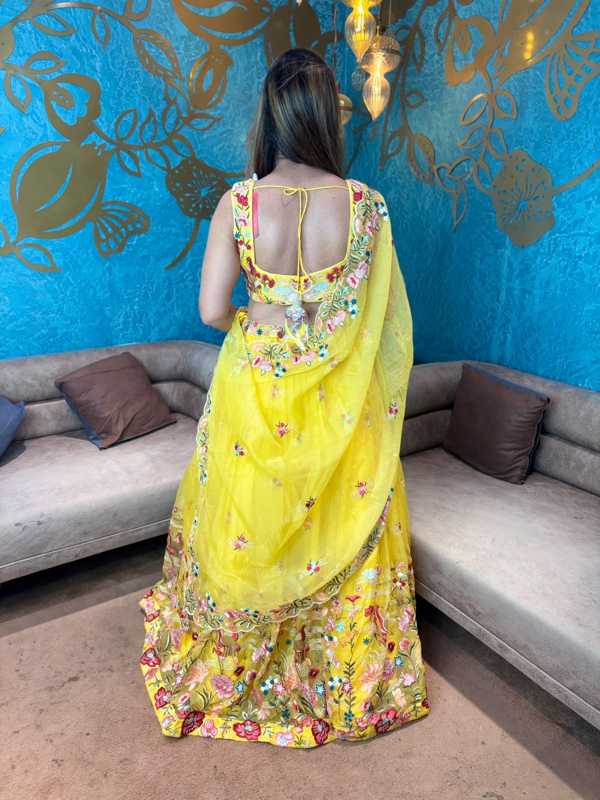 Floral Embroidered Organza Lehenga Choli Set