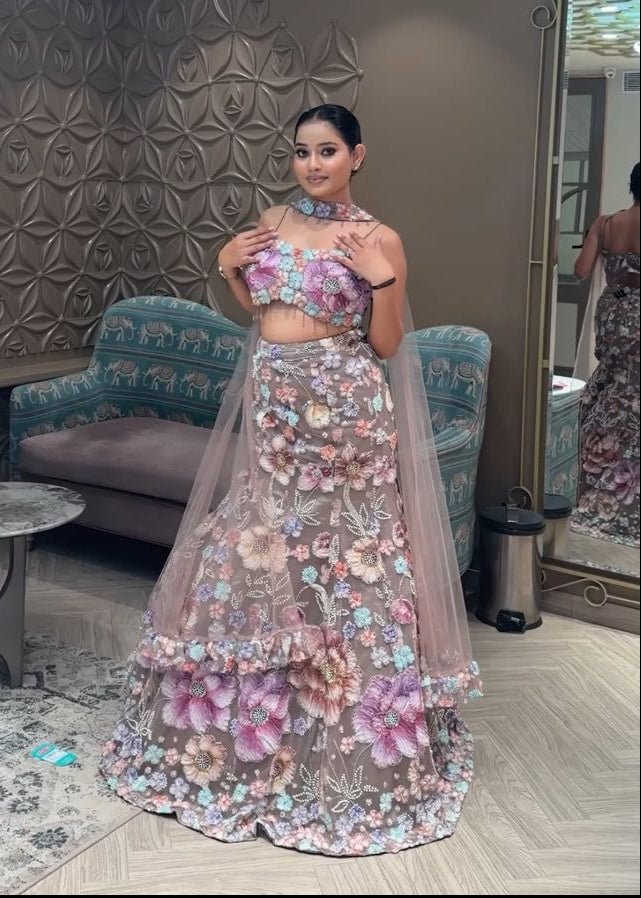 Floral Embroidered Mermaid Lehenga Set