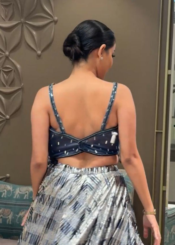 Midnight Blue Metallic Lehenga Set