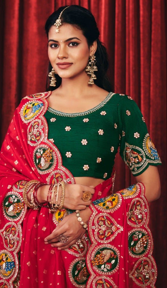Crimson Red Embroidered Heritage Saree