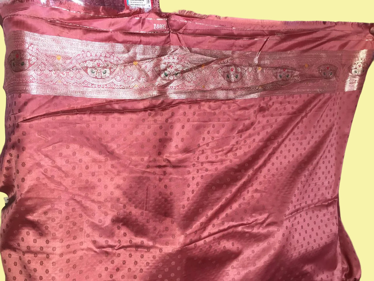 Elegant Dusty Pink Silk Saree with Designer Woven Border