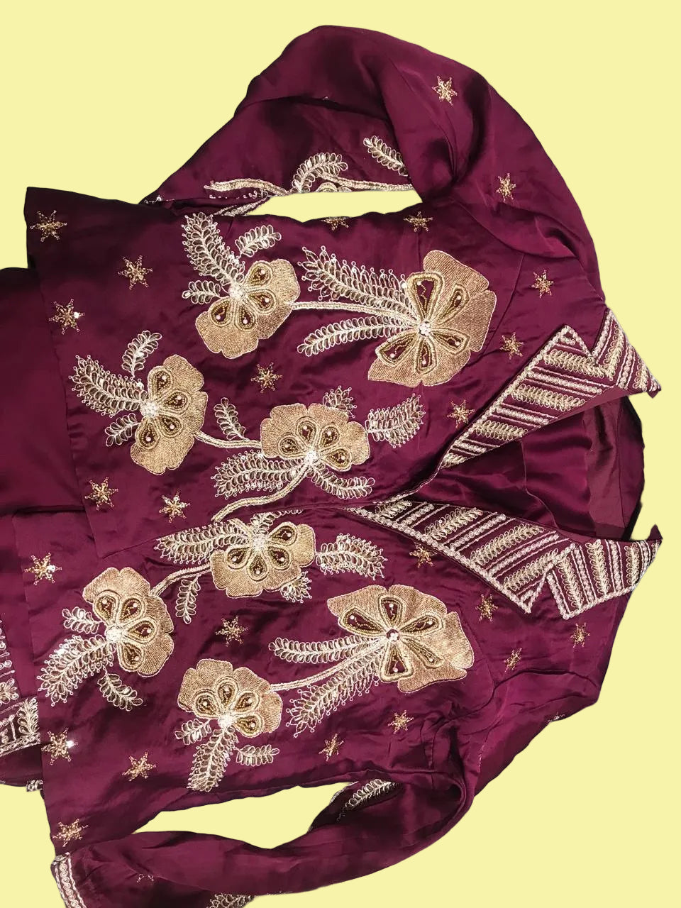 Elegant Wine Silk Saree with Designer Embroidered Border