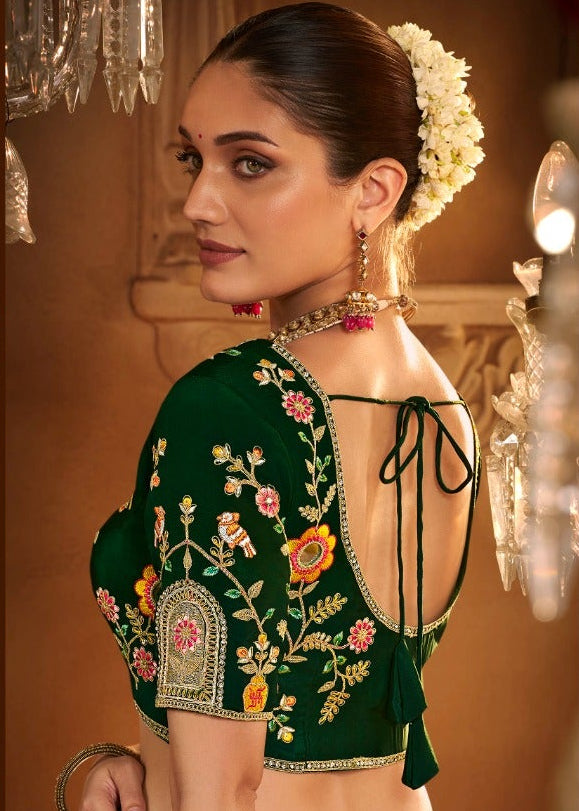 Yellow Silk Saree with Intricate Floral Embroidery