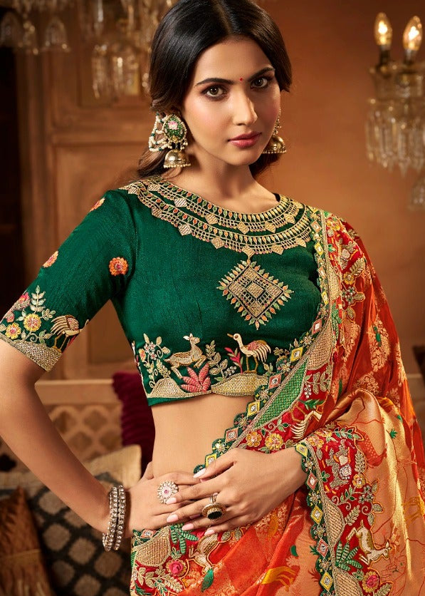 Rust Soft Saree with Golden Zari Work