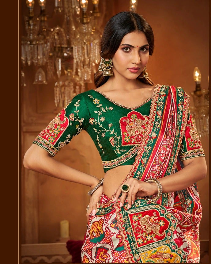 Multicolour Soft Saree with Traditional Motifs