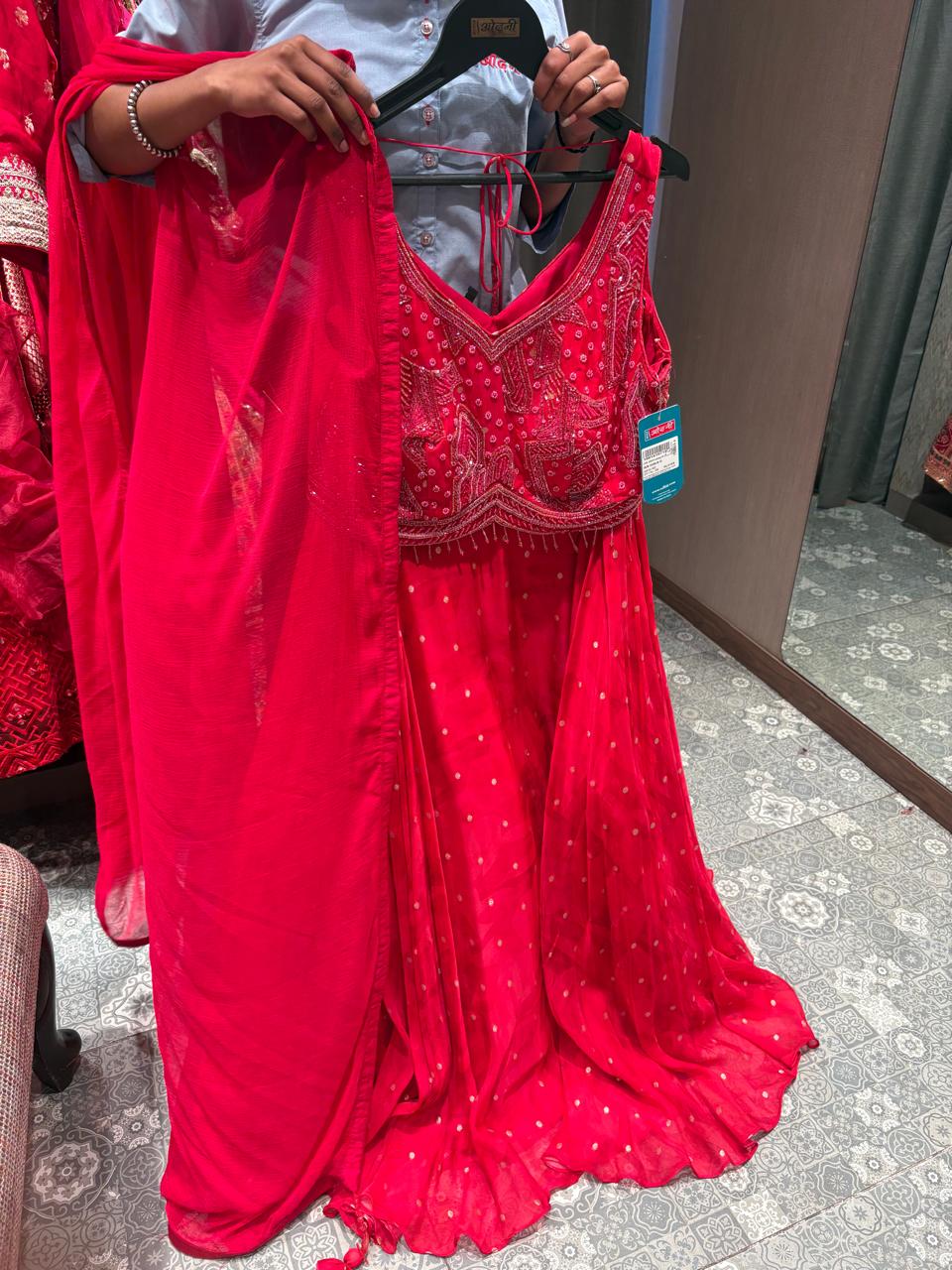Elegent Red Shimmering Embellished Lehenga