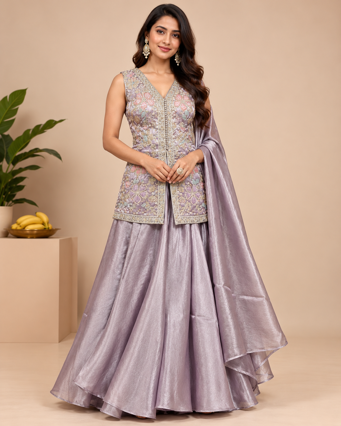 Embroidered Peplum Jacket Lehenga Set Main image
