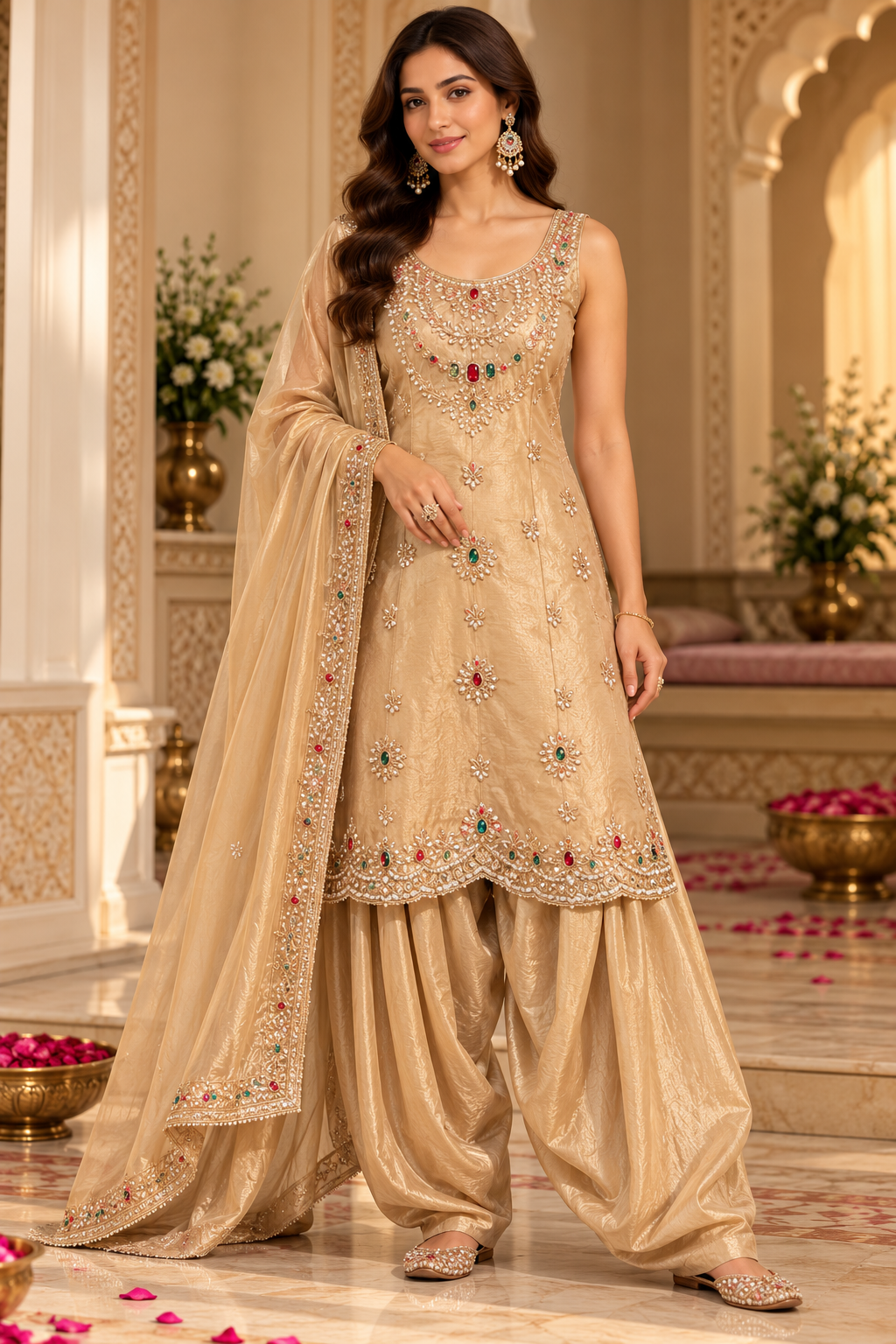 Champagne Gold Jewel Embellished Suit