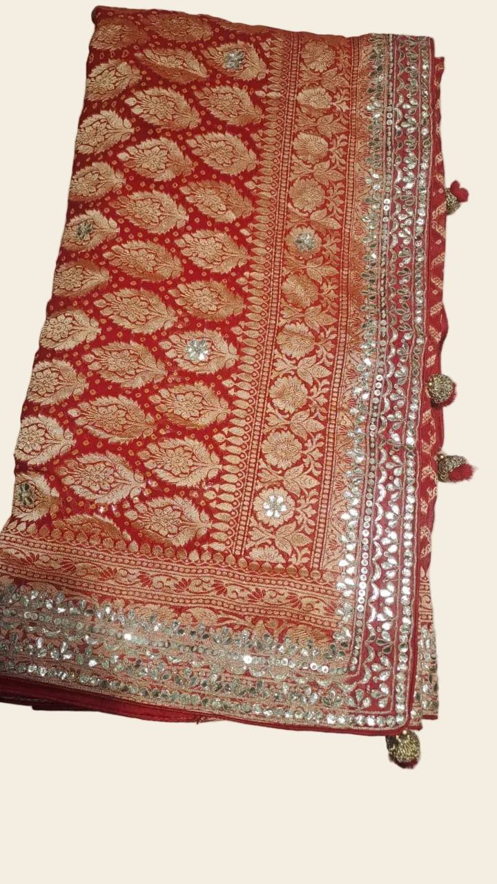 Scarlet Brocade Royale Saree (AT-0082 R-2)