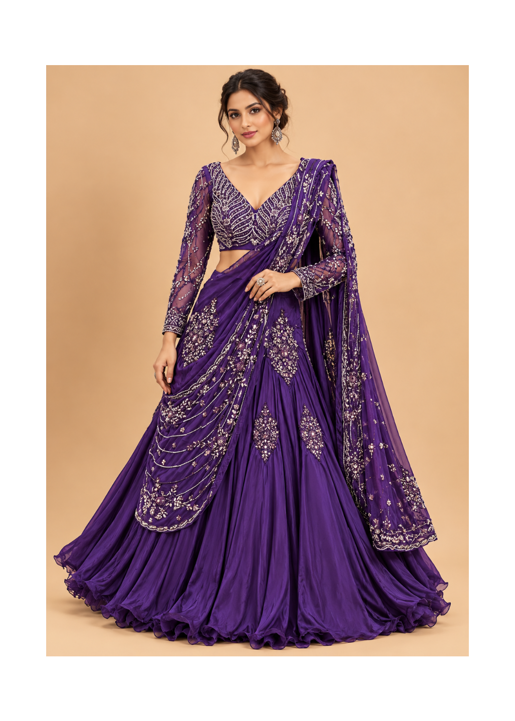 Royal Purple Embellished Lehenga with Intricate Blouse