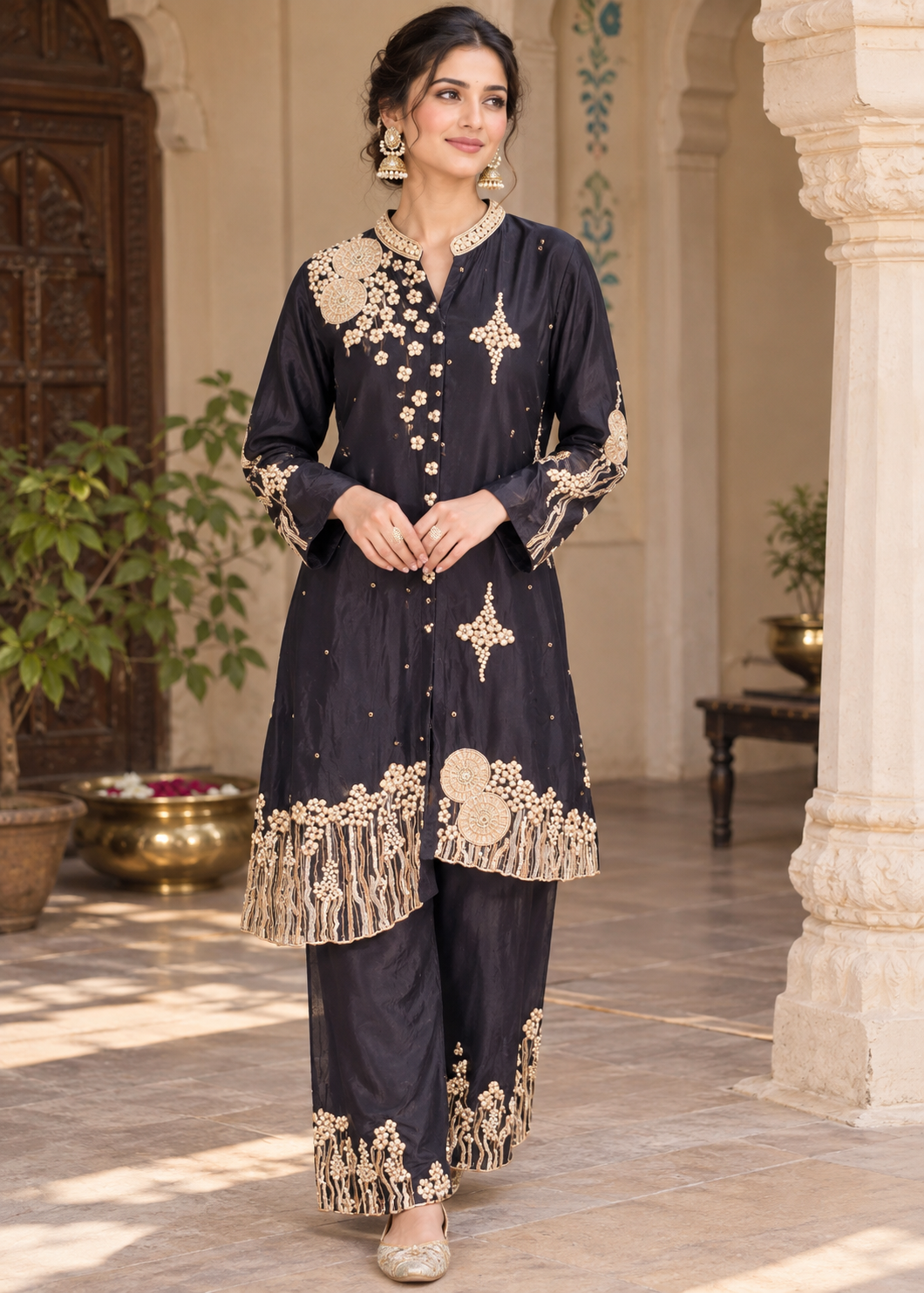 Midnight Elegance Silk Co-Ord Set Main image