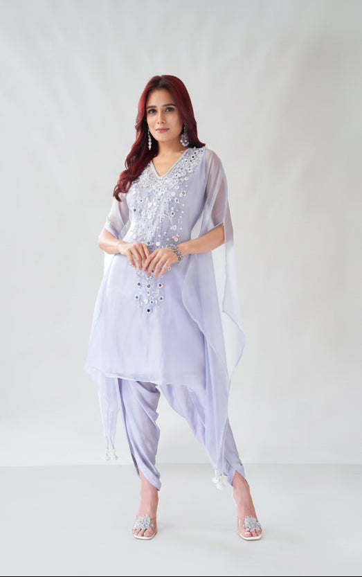 Lavender Lilac Dhoti Cape Set