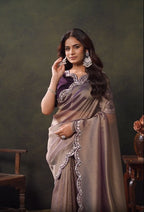 Mauve Taupe Elegance satin silk saree