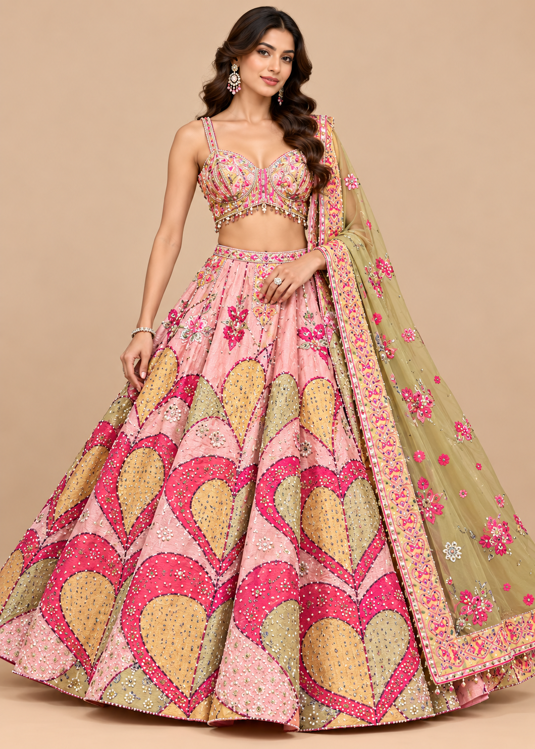 Baby Pink Embroidered Lehenga Set