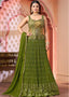 Olive Green Embroidered Peplum Lehenga Set
