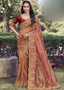 Exquisite Rose Gold Organza Silk Saree