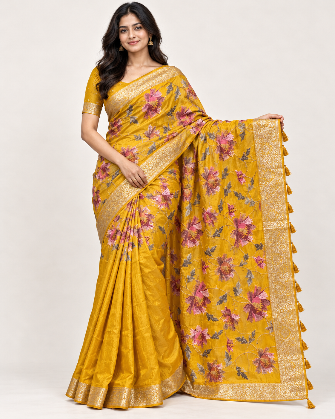 Magenta Red Zari Woven Silk Saree