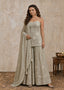 Mint Blossom Embroidered Sharara Set