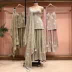 Mint Blossom Embroidered Sharara Set
