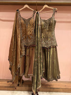 Jhanvi Olive Luxe Embroidered Sharara Set