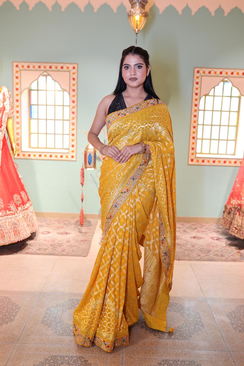 Yellow Handloom Silk Saree