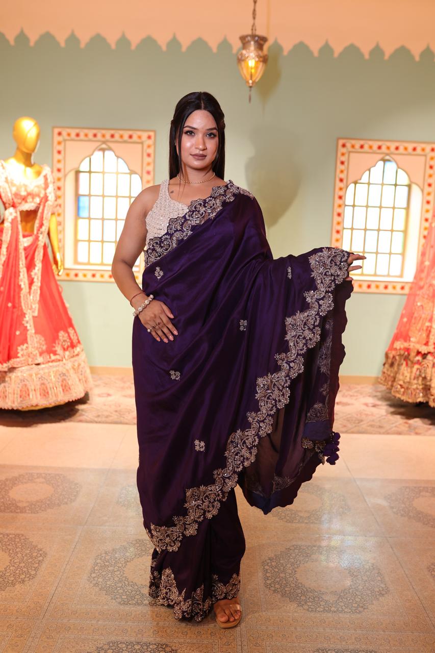 Regal Purple Silk Saree