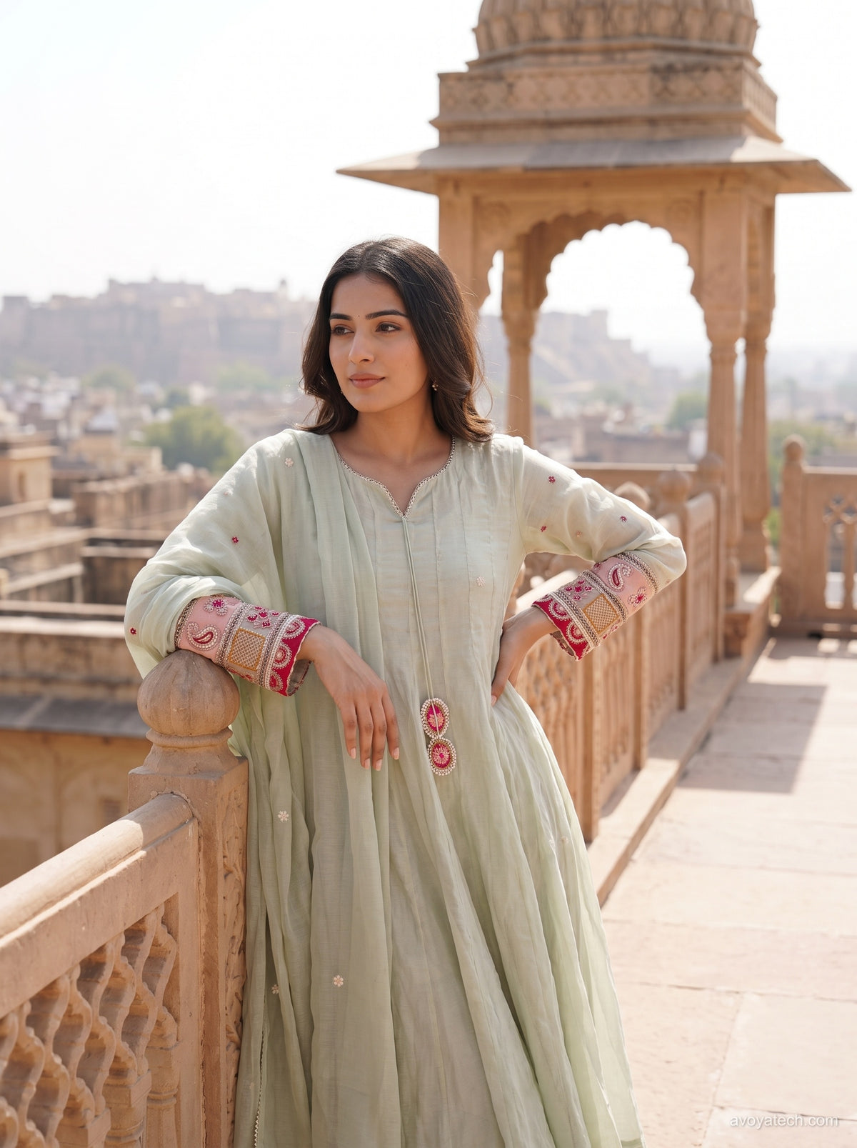 Sage Green Anarkali Kurta Set