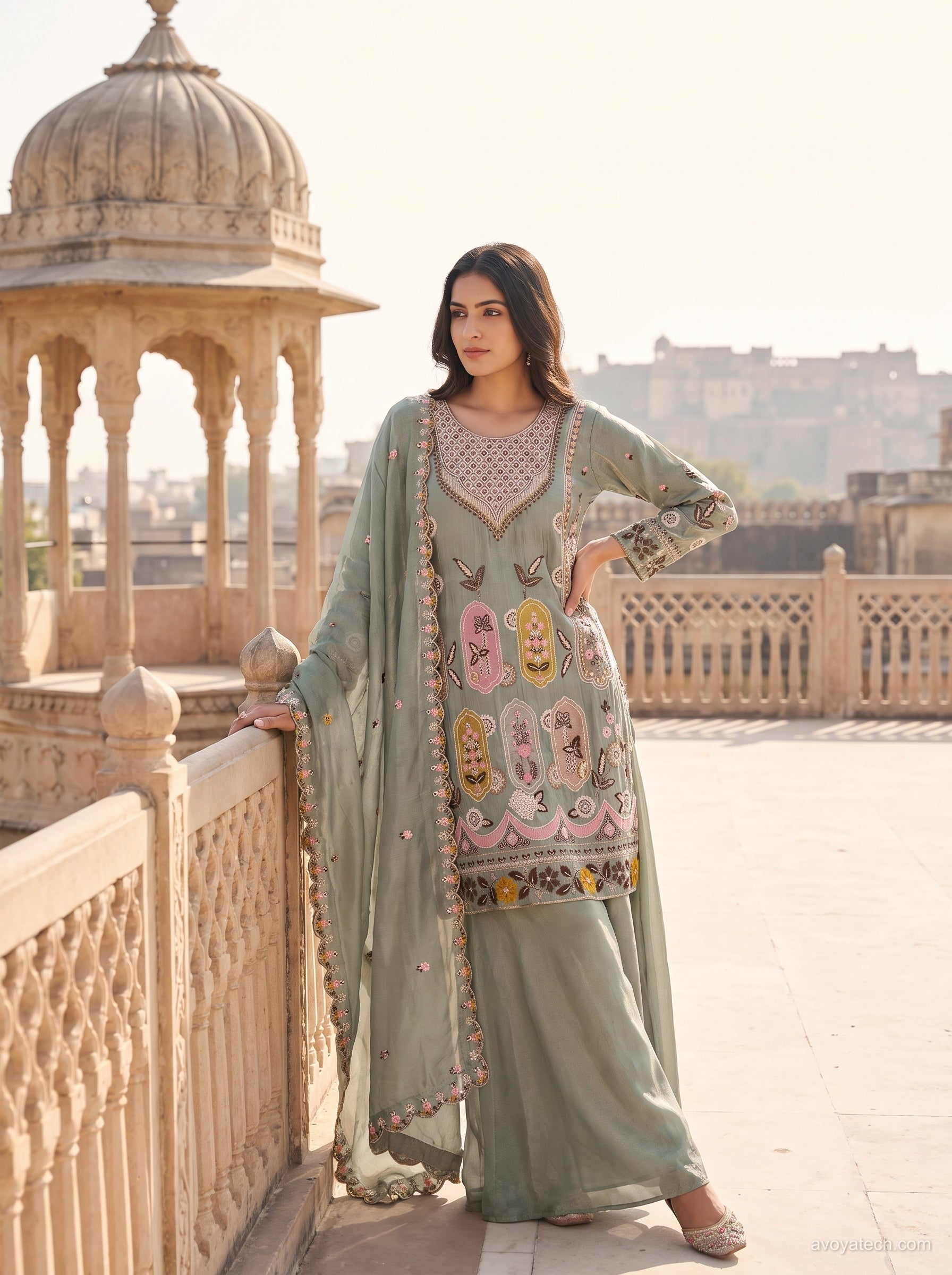 Sage Green Palazzo Suit