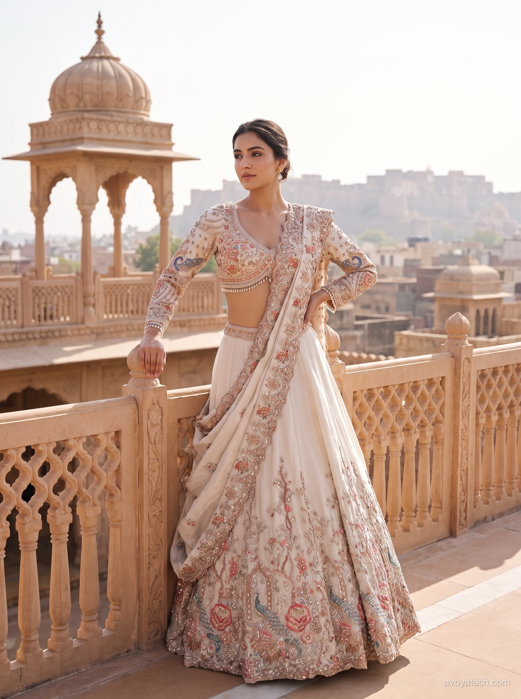 Ivory Pearl Embroidered Lehenga Set