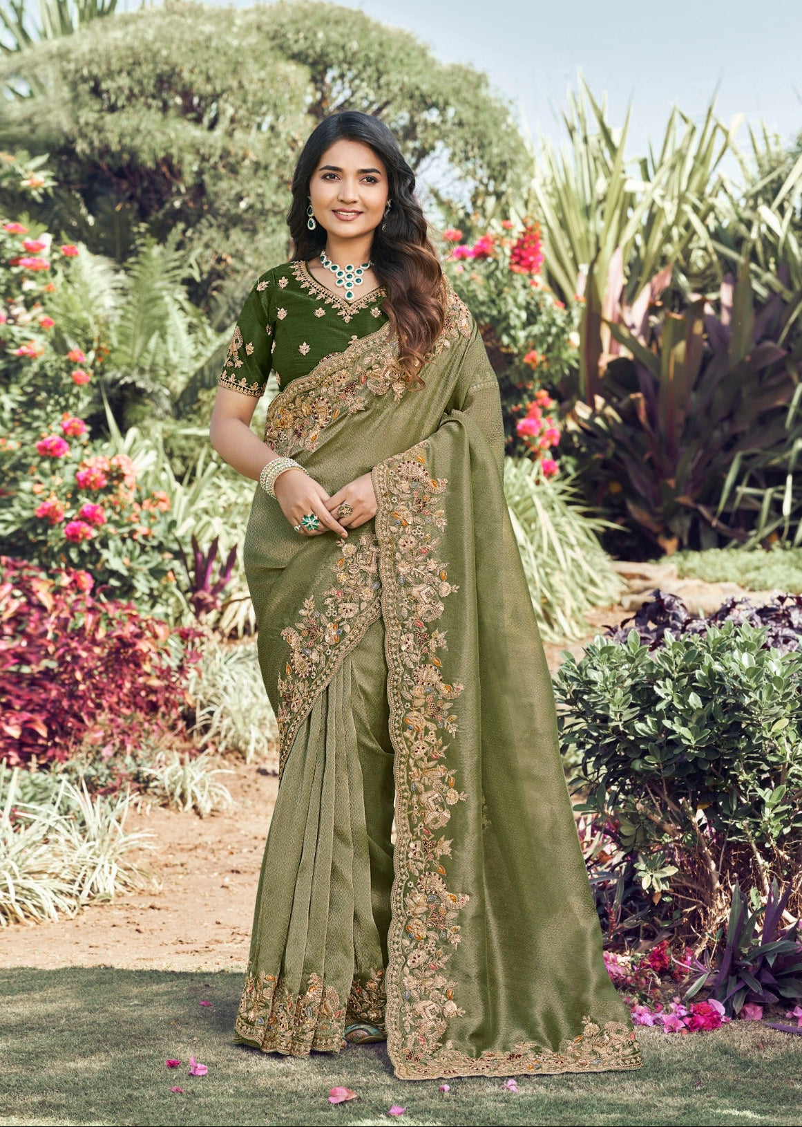 Olive Heritage Saree