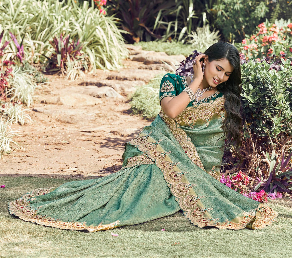 Seafoam Opulence Saree