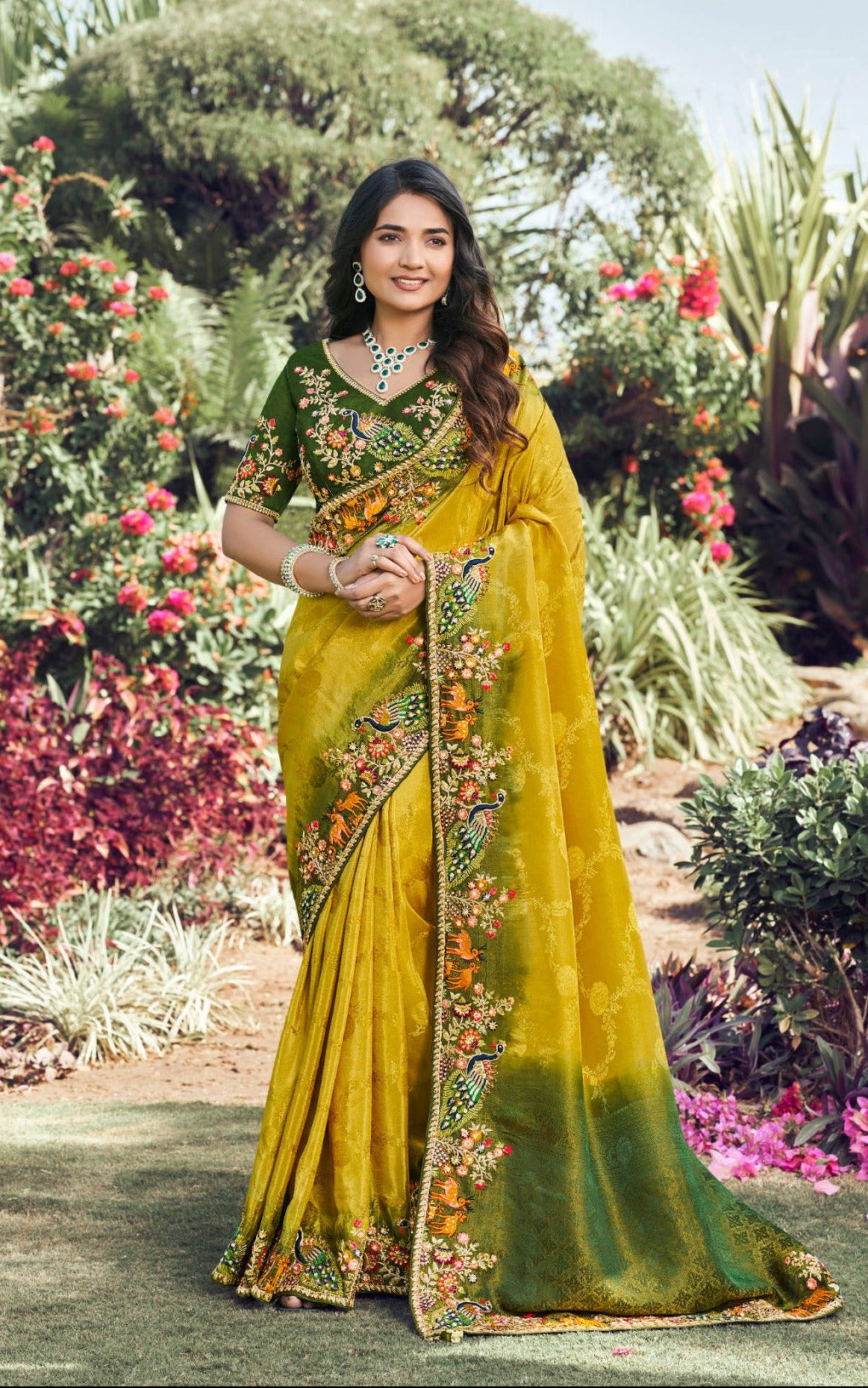 Carlo Forest Peacock Saree