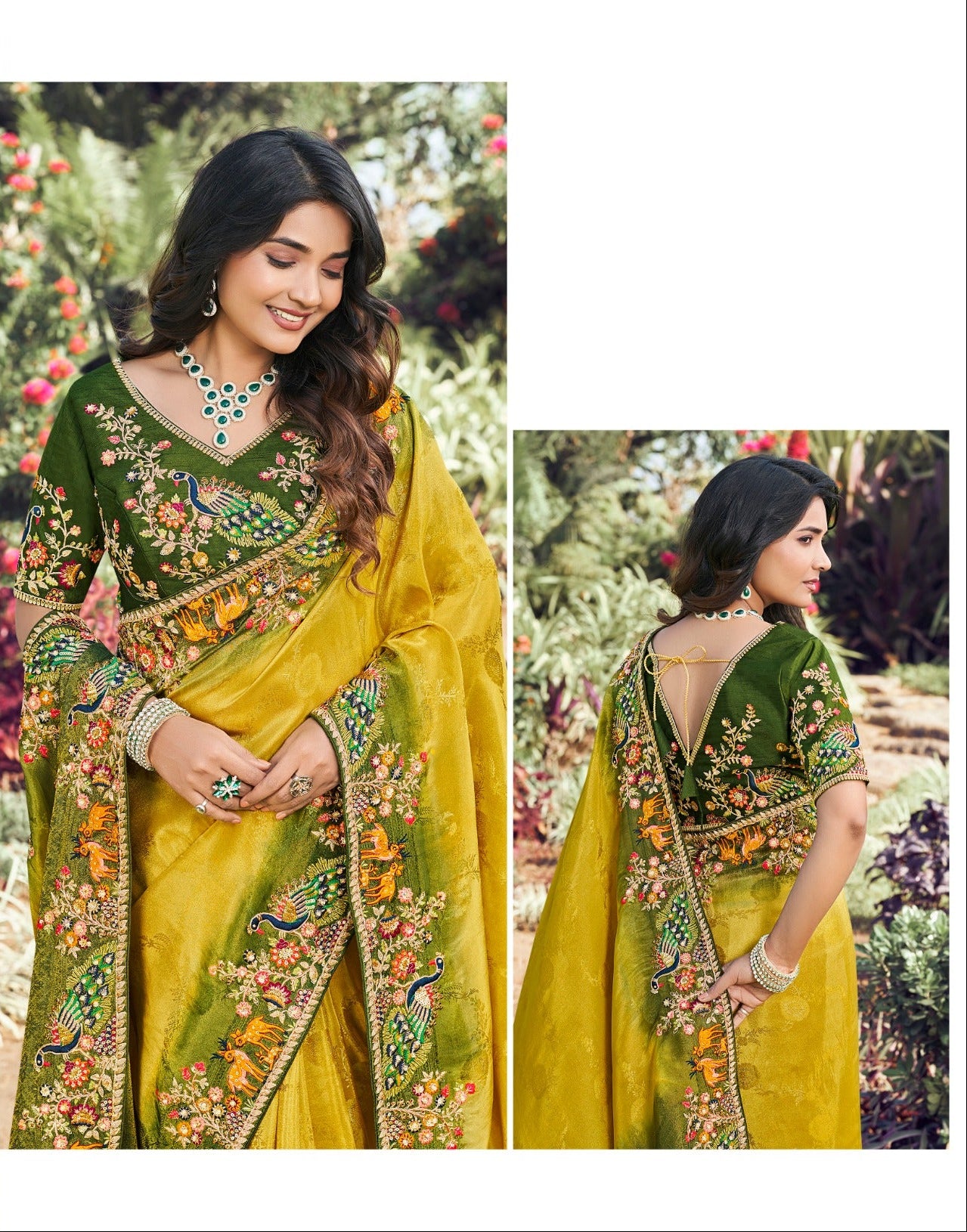 Carlo Forest Peacock Saree Secondary image