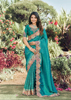 Teal Heritage Saree